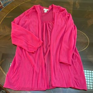 Chicos sheer hot pink rayon/nylon cardigan S/chicos 1